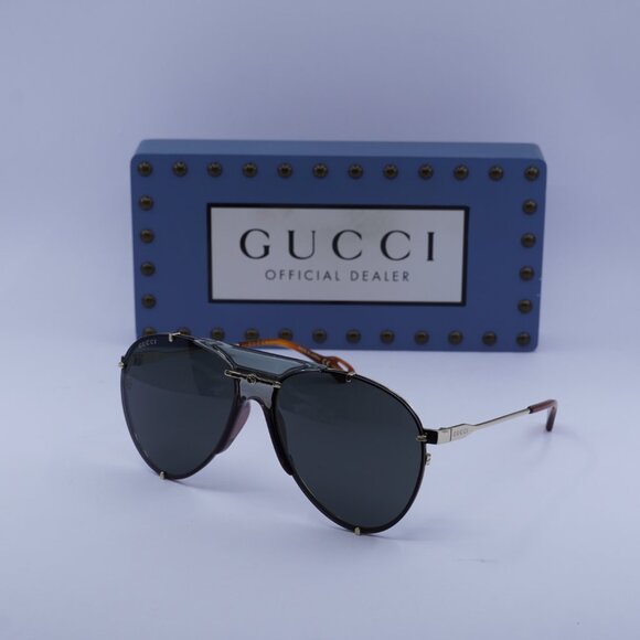 Gucci GG0740S 001 Aviator Sunglasses – Gold\Grey - Picture 1 of 11